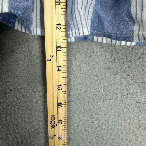 American Eagle tube top womens medium blue white striped ruffle stretch costal‎ - Picture 3 of 6